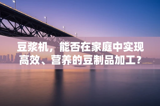 豆浆机，能否在家庭中实现高效、营养的豆制品加工？