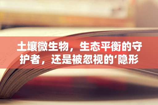 土壤微生物，生态平衡的守护者，还是被忽视的‘隐形力量’？